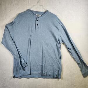 Wrangler Long Sleeve Henley 3 Button‎ Heather Blue Size 2XL Cotton